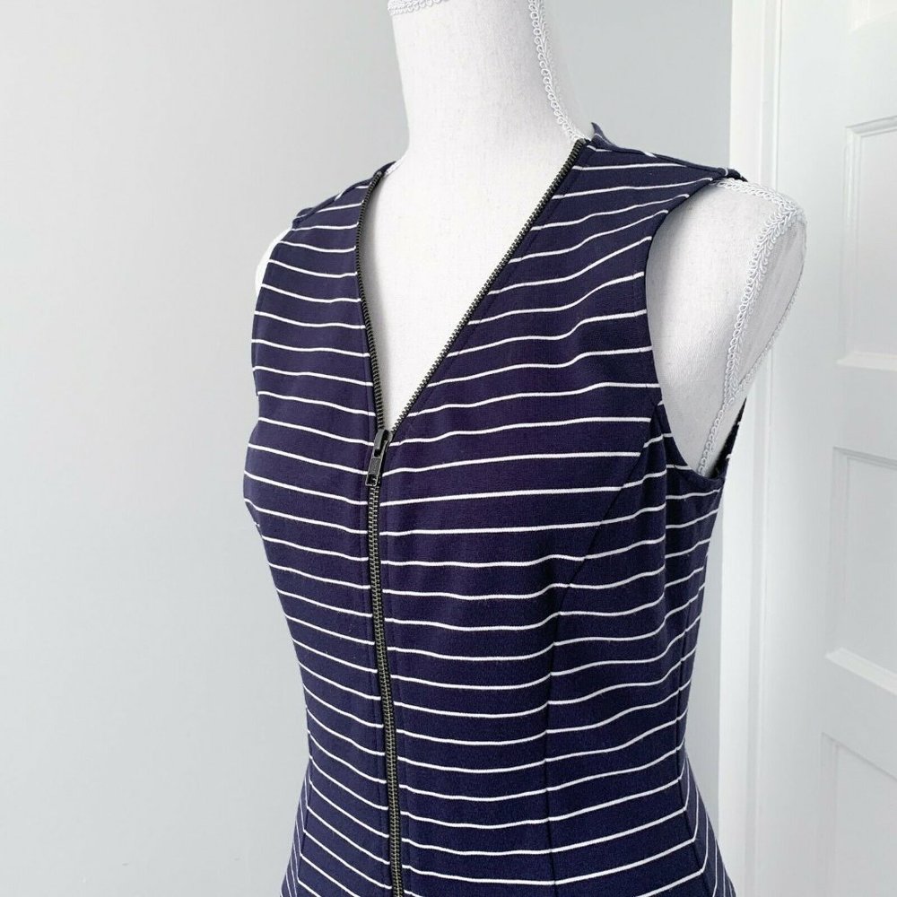 Theory | Sayidres Fit & Flare Striped Zipper Dress - Picture 3 of 9